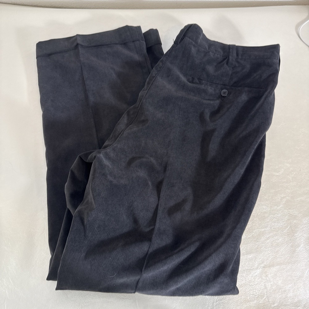 Trust Dress Pants Mens 36x32 Black Pleated Front Polyester Slacks
